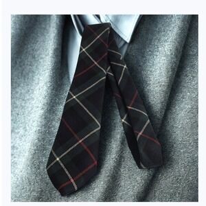 Lochcarron Scotland Mens Wool Tartan Plaid Tie Navy Green Red White Woven UK‎